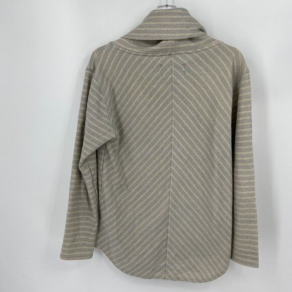 Burton Turtleneck Sweatshirt Women's Size S Gray Cream Stripe Cowl Pullover - Picture 6 of 8